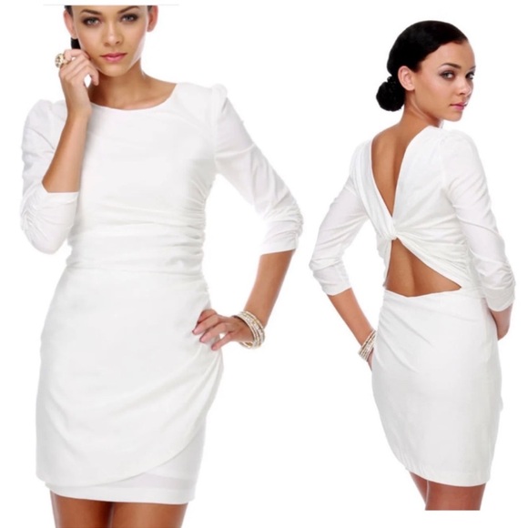 Arket Dresses & Skirts - 075. Ark & Co. White Bodycon Dress with Knotted Back. Size Small